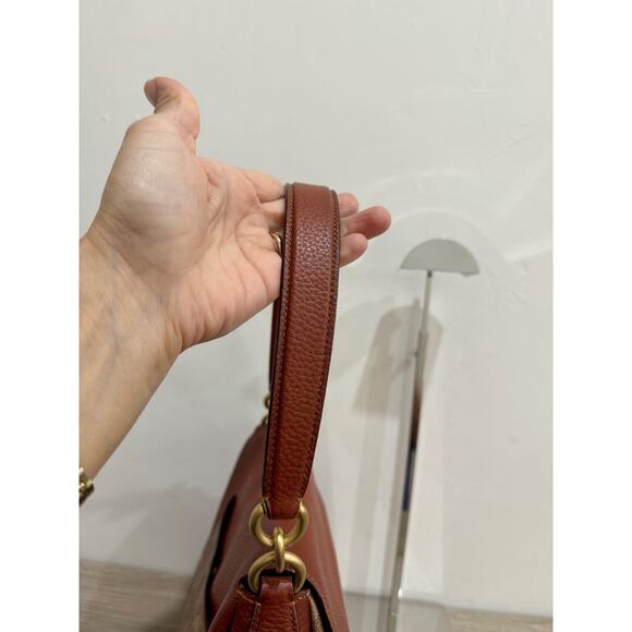 Coach Signature Coated Canvas May Small Flap Shoulder Handbag Tan Rust - Picture 10 of 13